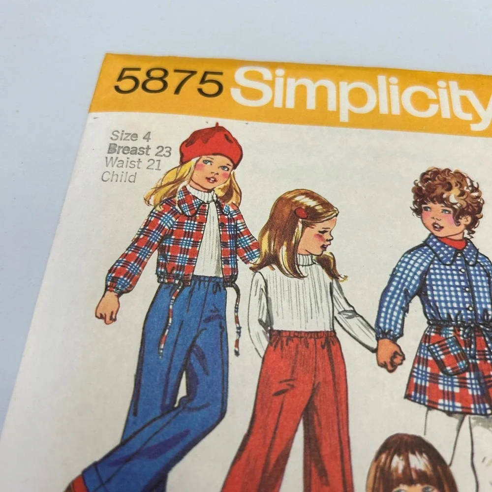 Simplicity Vintage 1970's Pattern #5875 Kids Shirt/Jacket/Short Skirt‎ and Pants